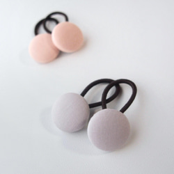 ベビー&キッズ　ころりんヘアゴム【4個セット】ペールピンク×ラベンダーグレー 1枚目の画像