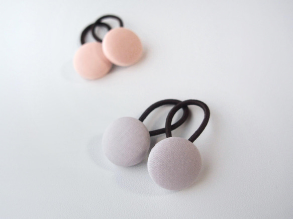 ベビー&キッズ　ころりんヘアゴム【4個セット】ペールピンク×ラベンダーグレー 1枚目の画像