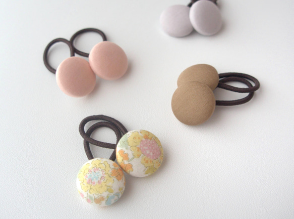 ベビー&キッズ　ころりんヘアゴム【4個セット】ペールピンク×ラベンダーグレー 3枚目の画像