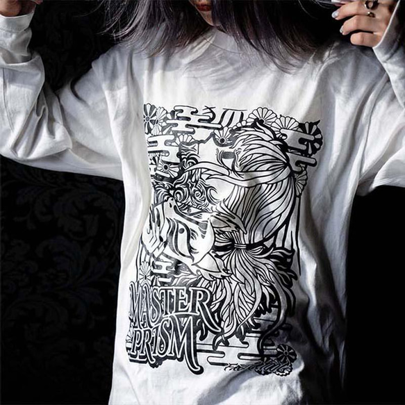 MASTERPRISM KON×KON×KON 和柄 プリントTシャツ ビッグシルエット 男女兼用 ユニセックス 4枚目の画像
