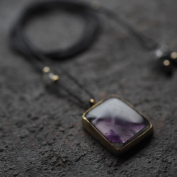 trapiche-amethyst brass necklace (mitsudomoe) 8枚目の画像