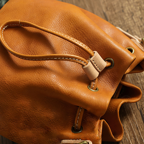 本革手作りのレザーバケットバッグ 五色選択可能 可愛いショルダー