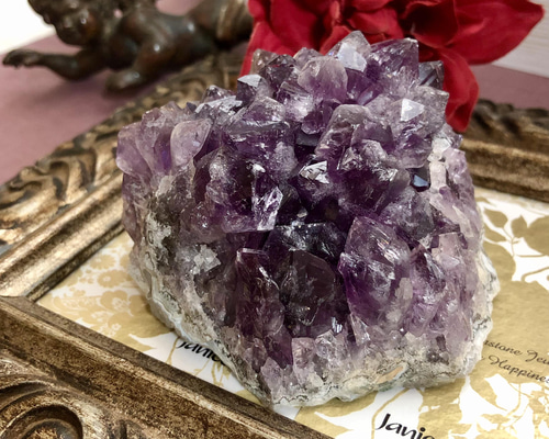 アメジストクラスター結晶《癒しと愛の守護石》407.0g 天然石 Janice
