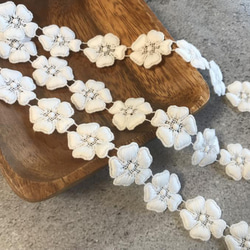 【再販】2.8m コットンケミカルレース 5弁の花柄 モチーフ 日本製 lace-No,096-2.8 2枚目の画像