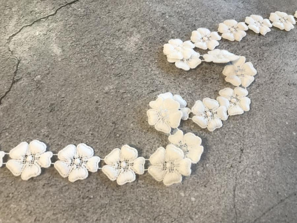 【再販】2.8m コットンケミカルレース 5弁の花柄 モチーフ 日本製 lace-No,096-2.8 7枚目の画像