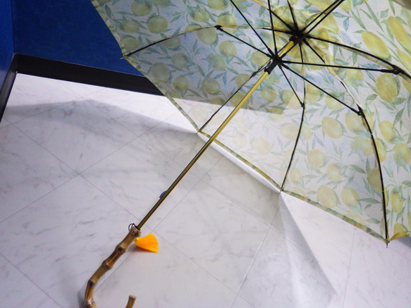 【2022期間限定サマーセール開催】手作り日傘　美しき 嘘のかたさに青檸檬【限定品】 10枚目の画像