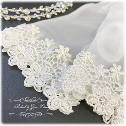 ウェディンググローブ結婚式 挙式 オフホワイト 白 刺繍 ショート レースグローブ 手袋  g281/GL071236 3枚目の画像