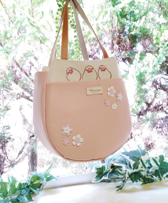 受注製作 文鳥のまんまるトートバッグ ♪ 桜 ♪ トートバッグ Maestro