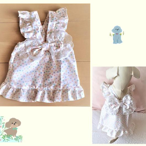 犬服 犬の服 キャミソール フリル ハンドメイド
