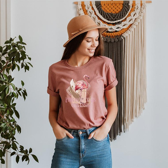ユニセックスTシャツ【Flamingo/フラミンゴ】メンズ・レディース対応 動物 アニマル モーブ 2枚目の画像