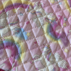ユニコーン(水彩ピンク)の柄のレッスンバッグ ☆キルト切替 2枚目の画像