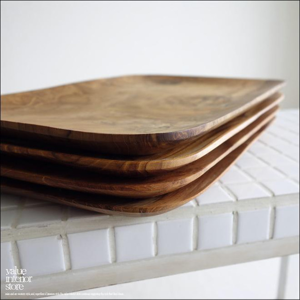 チーク無垢材 オーバルプレート31cm 木皿 中皿 木のお皿 ウッドディッシュ お皿 和食器 木製食器 ナチュラル 6枚目の画像
