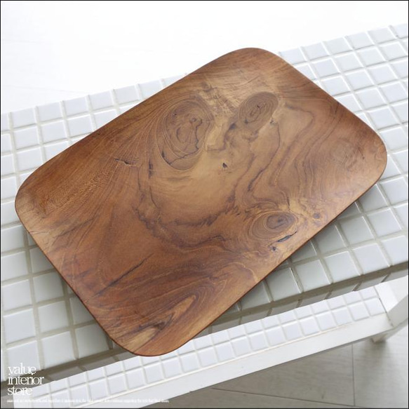 チーク無垢材 オーバルプレート31cm 木皿 中皿 木のお皿 ウッドディッシュ お皿 和食器 木製食器 ナチュラル 1枚目の画像