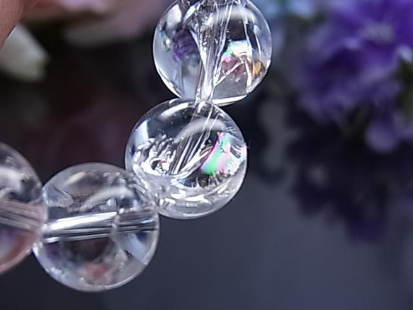 虹入り アイリスクォーツ レインボー 水晶ブレスレット キラキラ 七色