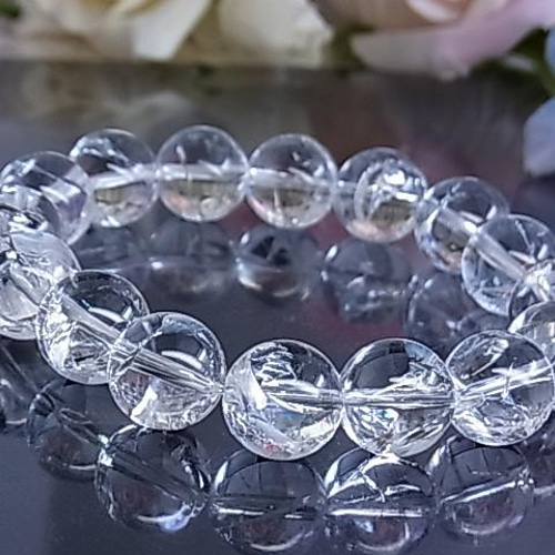 虹入り アイリスクォーツ レインボー 水晶ブレスレット キラキラ 七色