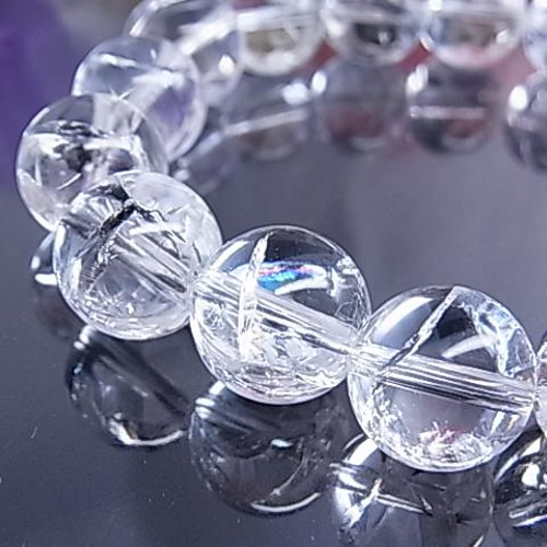 虹入り アイリスクォーツ レインボー 水晶ブレスレット キラキラ 七色
