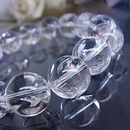 虹入り アイリスクォーツ レインボー 水晶ブレスレット キラキラ 七色