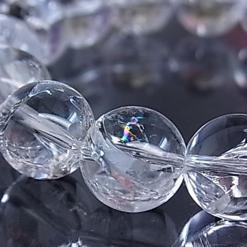 虹入り アイリスクォーツ レインボー 水晶ブレスレット キラキラ 七色