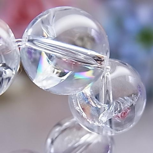 虹入り アイリスクォーツ レインボー 水晶ブレスレット キラキラ 七色
