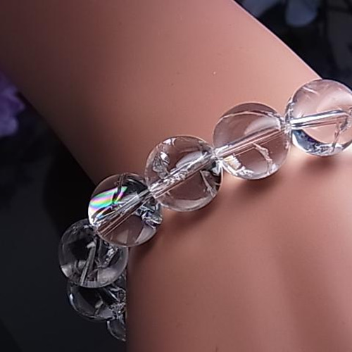 虹入り アイリスクォーツ レインボー 水晶ブレスレット キラキラ 七色