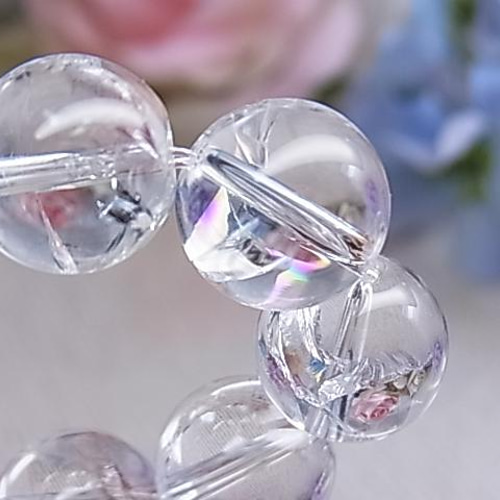 虹入り アイリスクォーツ レインボー 水晶ブレスレット キラキラ 七色