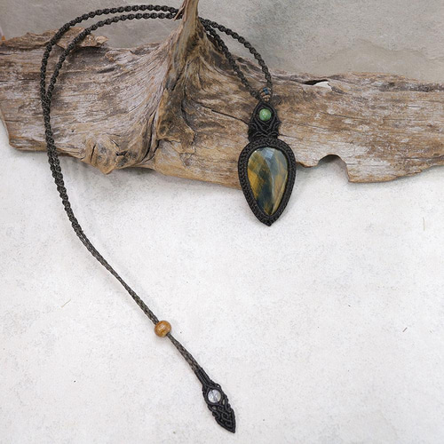 オパールのシンプルマクラメネックレス 1点もの高品質ピンクオパール ネックレス/ペンダント シンプル