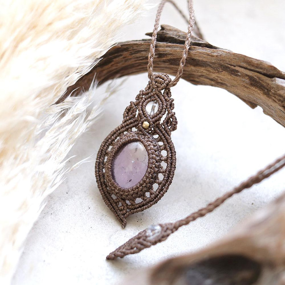 アメトリンマクラメネックレスmac292天然石エスニックアジアン