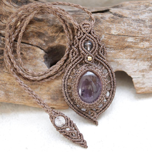 アメトリンマクラメネックレスmac292天然石エスニックアジアン