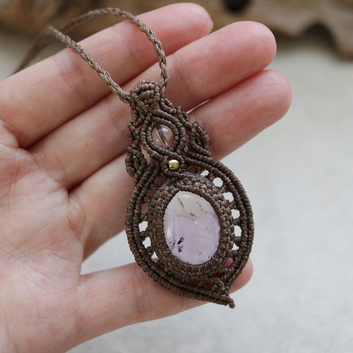 アメトリンマクラメネックレスmac292天然石エスニックアジアン