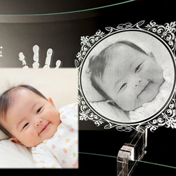 ＜３個セット・送料無料＞　赤ちゃんの手形（足形）＆写真エッチングプレート 3枚目の画像