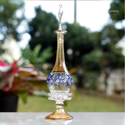 GOLD［Mサイズ］エジプトガラス香水瓶 パフュームボトル アロマオイル イエロー 1枚目の画像