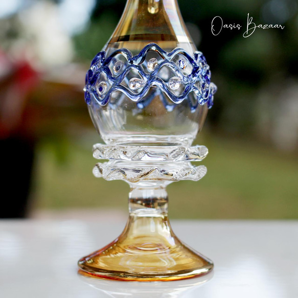 GOLD［Mサイズ］エジプトガラス香水瓶 パフュームボトル アロマオイル イエロー 4枚目の画像