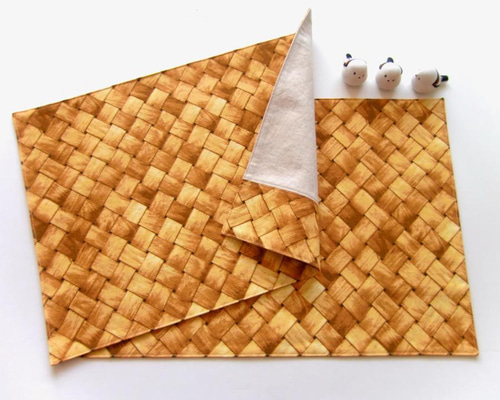 リバーシブル□2枚組ランチョンマット 42.5cm×31cm 白樺細工風
