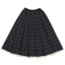 黒チェック柄のロングスカート　レトロ　プリーツスカート 2枚目の画像