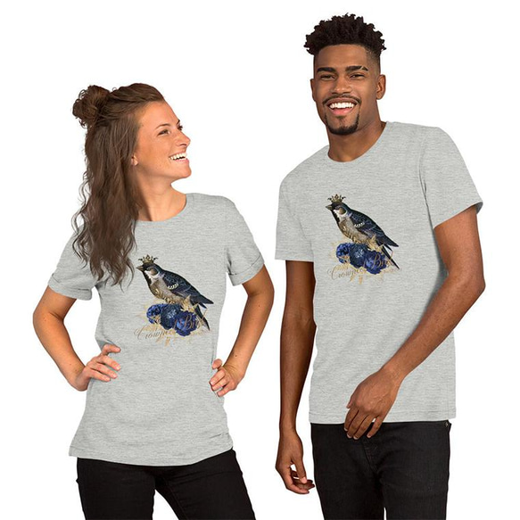ユニセックスTシャツ【Blue Crown Bird/戴冠蒼鳥】メンズ・レディース対応 動物 アニマル 4枚目の画像