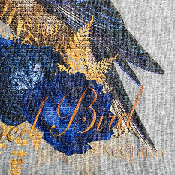 ユニセックスTシャツ【Blue Crown Bird/戴冠蒼鳥】メンズ・レディース対応 動物 アニマル 9枚目の画像