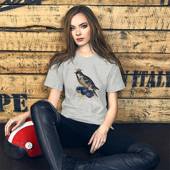 ユニセックスTシャツ【Blue Crown Bird/戴冠蒼鳥】メンズ・レディース対応 動物 アニマル 7枚目の画像