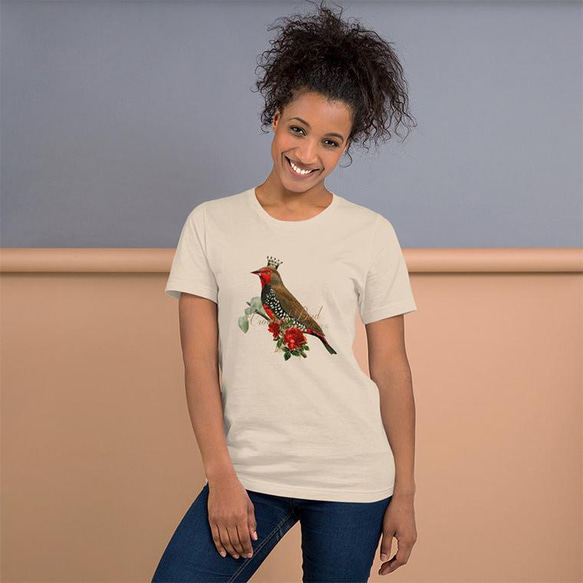 ユニセックスTシャツ【Red Crown Bird/戴冠紅鳥】メンズ・レディース対応 動物 アニマル 4枚目の画像