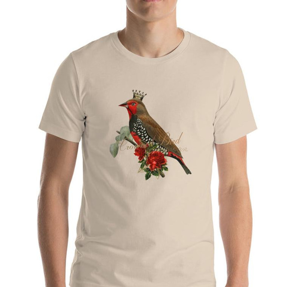 ユニセックスTシャツ【Red Crown Bird/戴冠紅鳥】メンズ・レディース対応 動物 アニマル 2枚目の画像