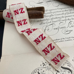 アンティークドイツイニシャルテープ　西ドイツ　刺繍　ネームラベル　NZ　北欧暮らしの道具 ベア　編み物 2枚目の画像