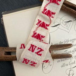 アンティークドイツイニシャルテープ　西ドイツ　刺繍　ネームラベル　NZ　北欧暮らしの道具 ベア　編み物 3枚目の画像