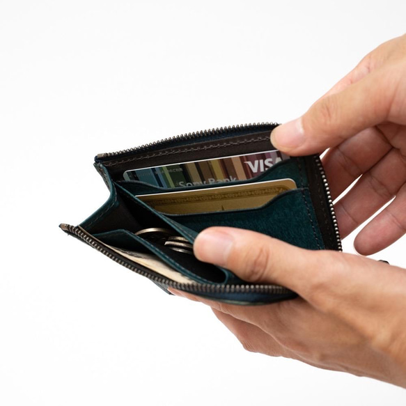 L字ミニファスナー財布 イタリア植物タンニンなめし革・プエブロ 5枚目の画像