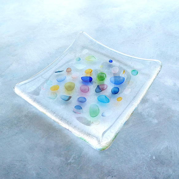 ガラスの豆皿（カトラリー）・ 水彩のようなカラフル柄  / 1枚 7枚目の画像