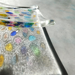 ガラスの豆皿（カトラリー）・ 水彩のようなカラフル柄  / 1枚 4枚目の画像