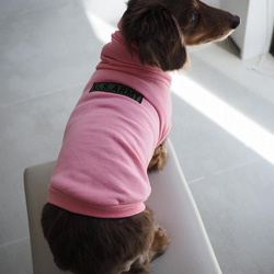 犬服　ニットのハイネックタンクトップ　中厚手　ピンク 7枚目の画像