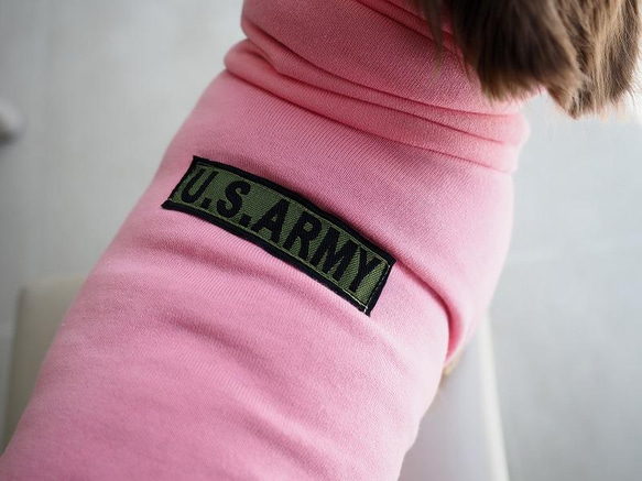犬服　ニットのハイネックタンクトップ　中厚手　ピンク 8枚目の画像