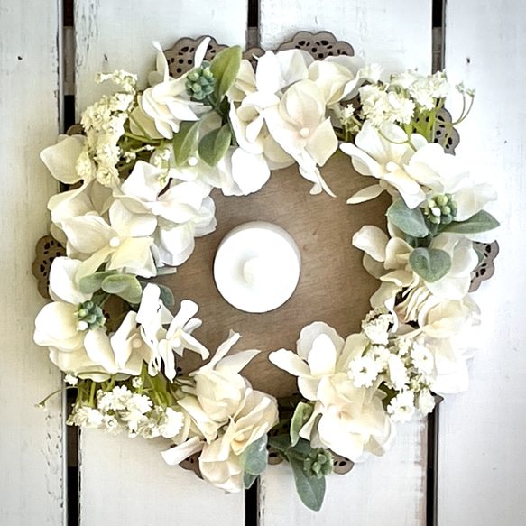 虹の橋の花冠 いつかまた会えるあの子へ 虹の橋のいのり ホワイト クリーム お供えの花冠 お悔やみの花冠 リース ギフト 17枚目の画像