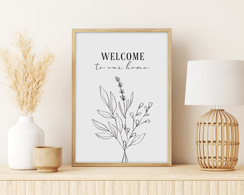 【❤ナチュラル＆レトロモダンでお洒落な北欧デザイン♪❤】ウェルカムボード 玄関 ウェルカムポスター おしゃれ モノトーン 北欧 / welcome