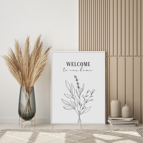 玄関 ウェルカムポスター おしゃれ モノトーン 北欧 / welcome