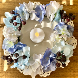 虹の橋のかおり いつかまた会えるあの子へ 虹の橋の花冠 ブルー お供えの花冠 お悔やみの花冠 リース ギフト 13枚目の画像